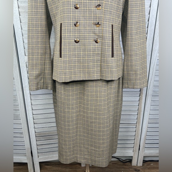 KASPER (for A.S.L) 2 Piece Suit Jacket/Skirt Set Double Breasted Houndstooth-12 - Picture 3 of 5